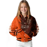 customized san francisco giants hexagon mesh orange black varsity jacket best selling