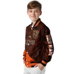 customized san francisco giants hexagon mesh orange black varsity jacket best selling