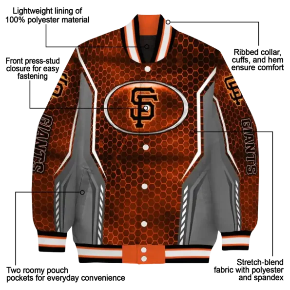 customized san francisco giants power plate orange varsity jacket new arrival
