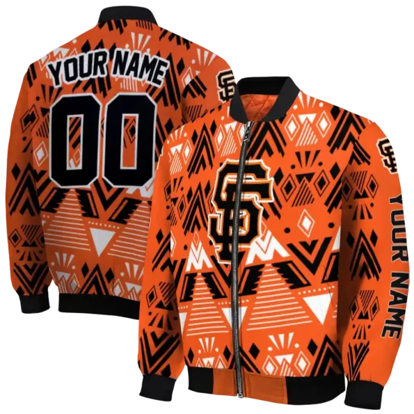 customized san francisco giants pyramid shapes orange bomber jacket fashion forward
