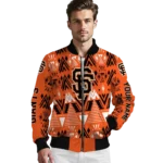 customized san francisco giants pyramid shapes orange bomber jacket best selling
