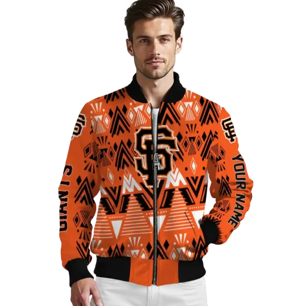 customized san francisco giants pyramid shapes orange bomber jacket high quality