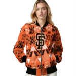 customized san francisco giants pyramid shapes orange bomber jacket best selling