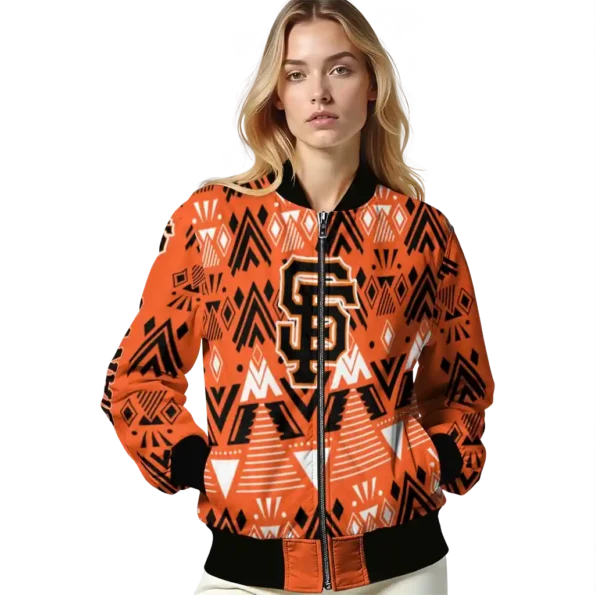 customized san francisco giants pyramid shapes orange bomber jacket latest model