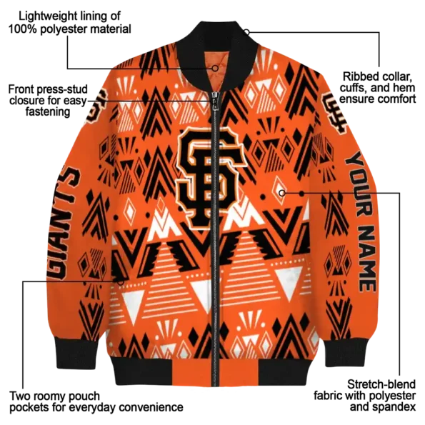 customized san francisco giants pyramid shapes orange bomber jacket new arrival
