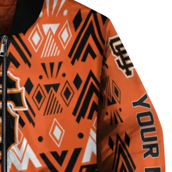 customized san francisco giants pyramid shapes orange bomber jacket premium grade