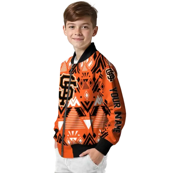customized san francisco giants pyramid shapes orange bomber jacket trendy