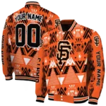customized san francisco giants pyramid shapes orange varsity jacket best selling