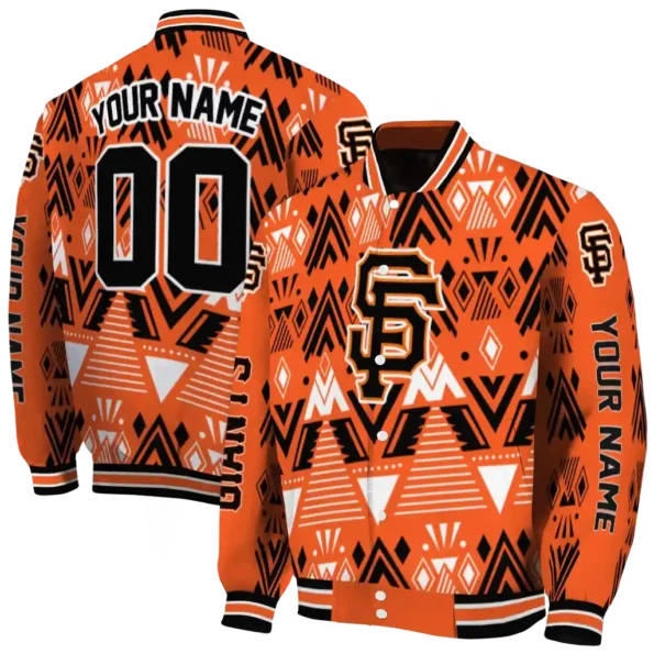 customized san francisco giants pyramid shapes orange varsity jacket fashion forward