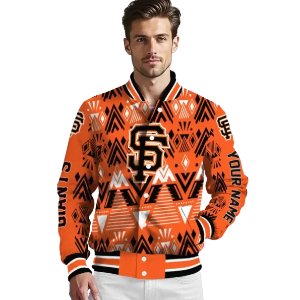customized san francisco giants pyramid shapes orange varsity jacket high quality