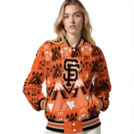 customized san francisco giants pyramid shapes orange varsity jacket best selling