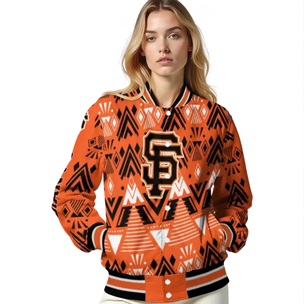 customized san francisco giants pyramid shapes orange varsity jacket latest model