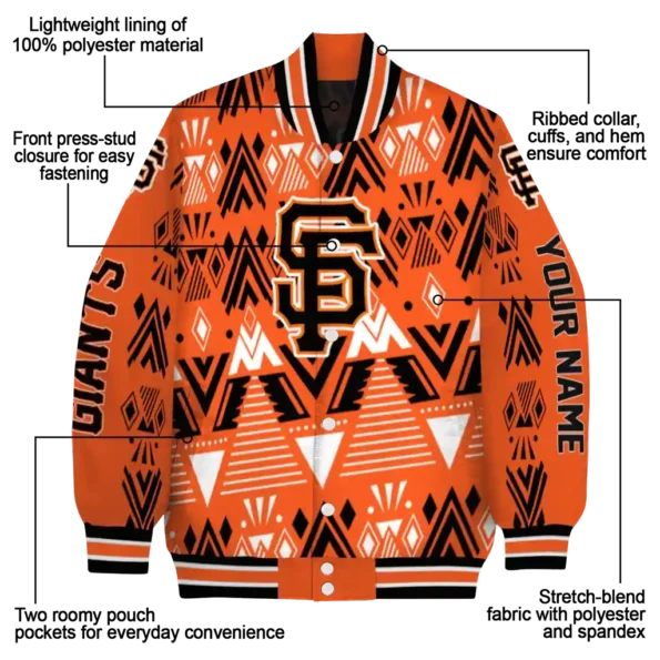 customized san francisco giants pyramid shapes orange varsity jacket new arrival