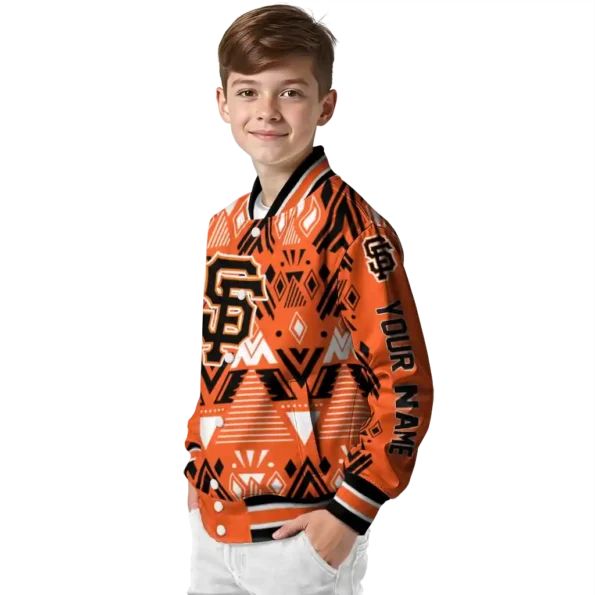 customized san francisco giants pyramid shapes orange varsity jacket trendy