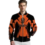 customized san francisco giants spider mark orange black crocs bomber jacket best selling