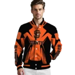 customized san francisco giants spider mark orange black crocs varsity jacket best selling