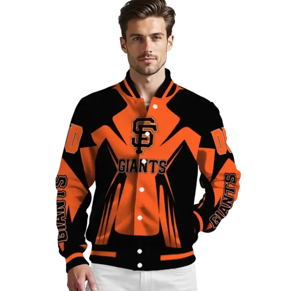 customized san francisco giants spider mark orange black crocs varsity jacket high quality