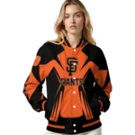 customized san francisco giants spider mark orange black crocs varsity jacket best selling