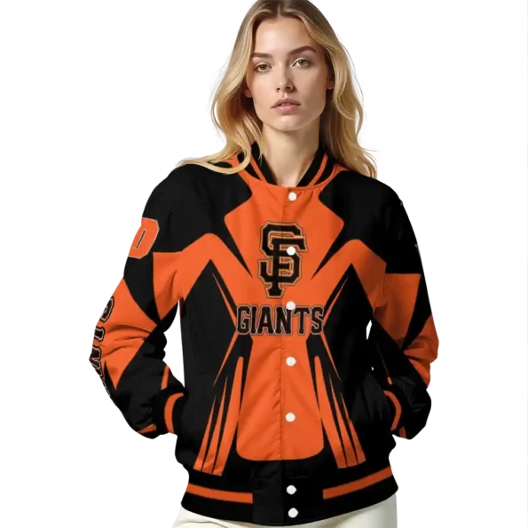 customized san francisco giants spider mark orange black crocs varsity jacket latest model