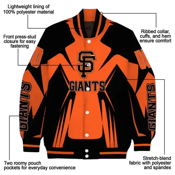 customized san francisco giants spider mark orange black crocs varsity jacket new arrival