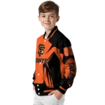 customized san francisco giants spider mark orange black crocs varsity jacket best selling
