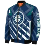 customized seattle mariners chevron angles navy blue bomber jacket best selling