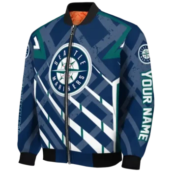 customized seattle mariners chevron angles navy blue bomber jacket best selling