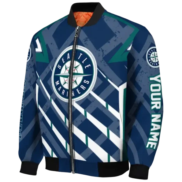 customized seattle mariners chevron angles navy blue bomber jacket best selling