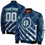 customized seattle mariners chevron angles navy blue bomber jacket best selling