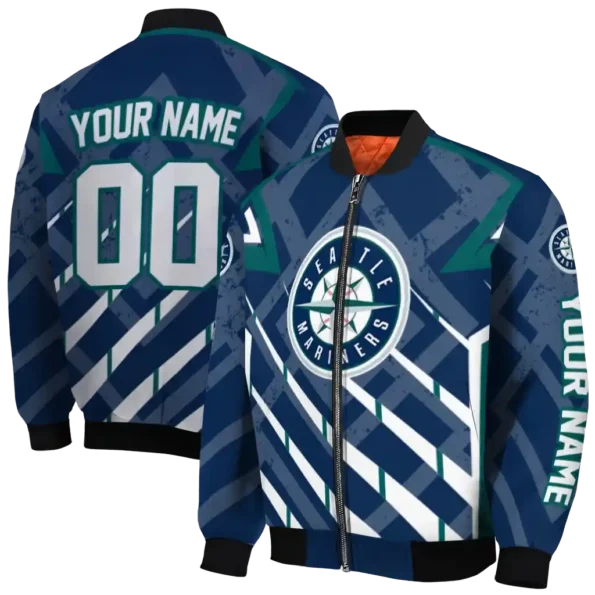 customized seattle mariners chevron angles navy blue bomber jacket fashion forward