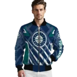 customized seattle mariners chevron angles navy blue bomber jacket best selling
