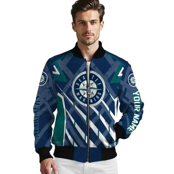 customized seattle mariners chevron angles navy blue bomber jacket high quality