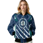 customized seattle mariners chevron angles navy blue bomber jacket best selling