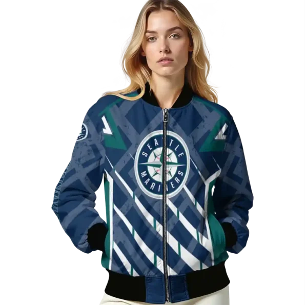customized seattle mariners chevron angles navy blue bomber jacket latest model