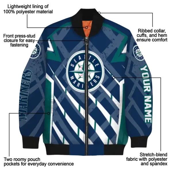 customized seattle mariners chevron angles navy blue bomber jacket new arrival