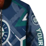 customized seattle mariners chevron angles navy blue bomber jacket best selling