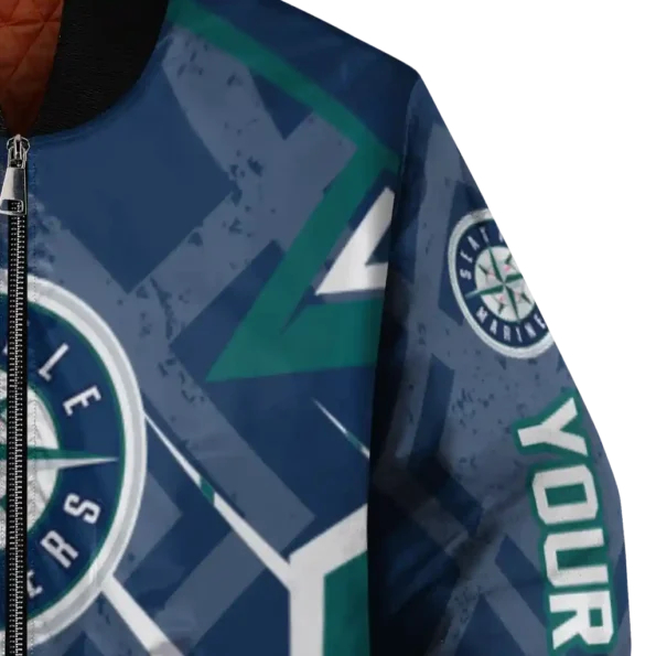 customized seattle mariners chevron angles navy blue bomber jacket premium grade