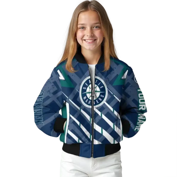 customized seattle mariners chevron angles navy blue bomber jacket top rated