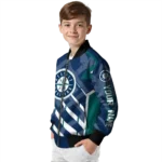 customized seattle mariners chevron angles navy blue bomber jacket best selling
