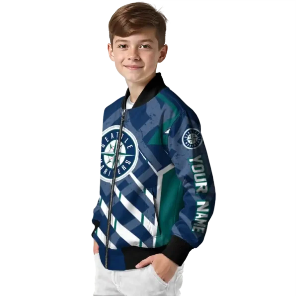 customized seattle mariners chevron angles navy blue bomber jacket trendy