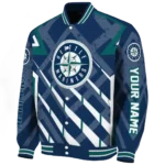 customized seattle mariners chevron angles navy blue varsity jacket best selling
