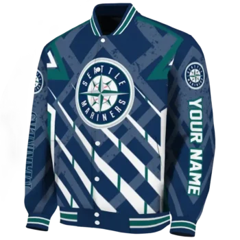 customized seattle mariners chevron angles navy blue varsity jacket best selling