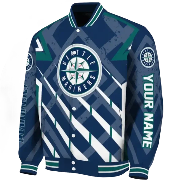 customized seattle mariners chevron angles navy blue varsity jacket best selling