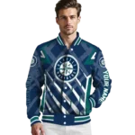 customized seattle mariners chevron angles navy blue varsity jacket best selling