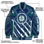 customized seattle mariners chevron angles navy blue varsity jacket best selling