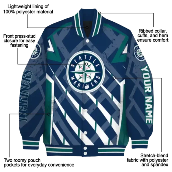 customized seattle mariners chevron angles navy blue varsity jacket new arrival