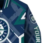 customized seattle mariners chevron angles navy blue varsity jacket best selling