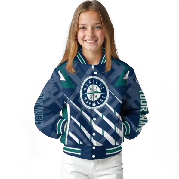 customized seattle mariners chevron angles navy blue varsity jacket top rated