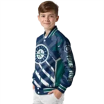 customized seattle mariners chevron angles navy blue varsity jacket best selling