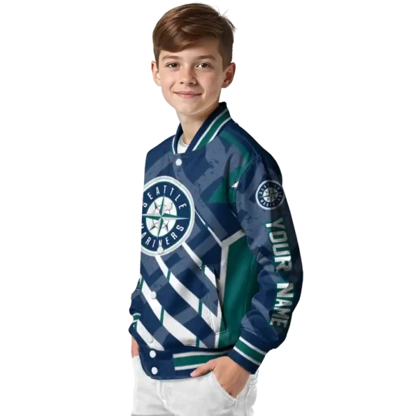 customized seattle mariners chevron angles navy blue varsity jacket trendy